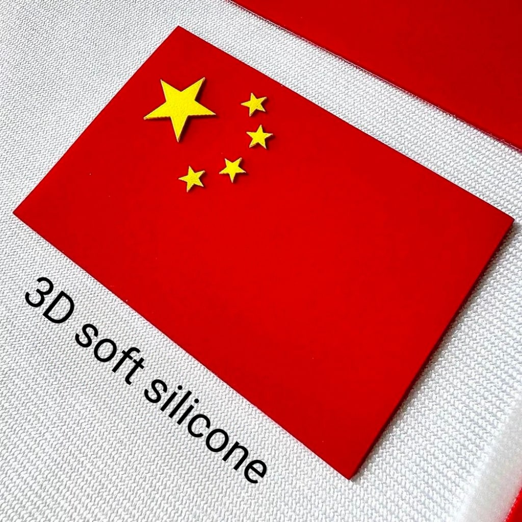 3D soft silicone China flag patch sample
